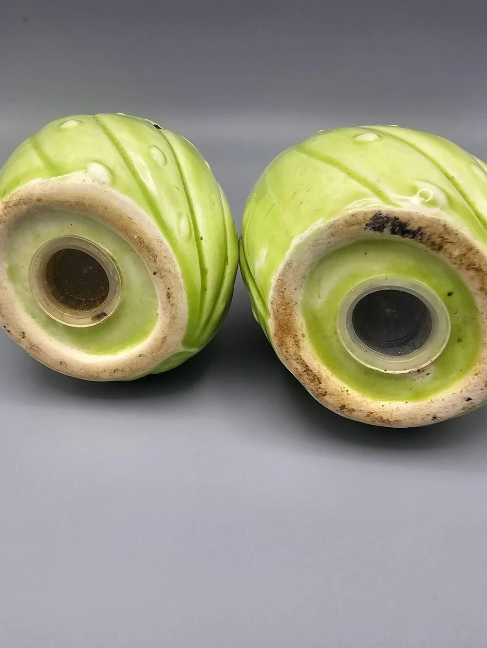 Vintage Ceramic Pickle Salt and Pepper Shakers Set